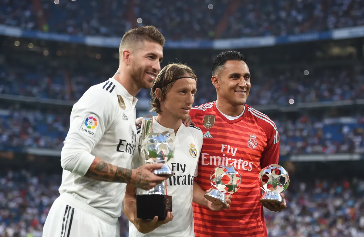 Ramos, Modric y Navas con premios UEFA en 2018.
