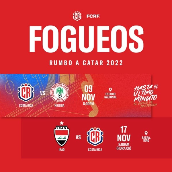 Calendario de amistosos.