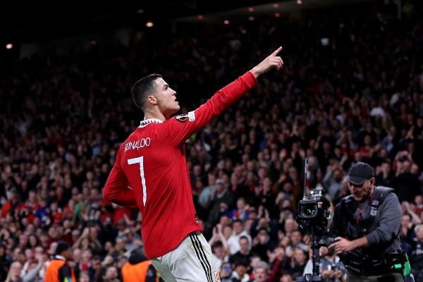 Cristiano Ronaldo celebrando un gol con el Manchester United / Getty