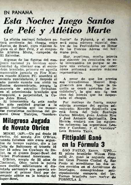 Extracto de un periódico panameño con la previa del partido