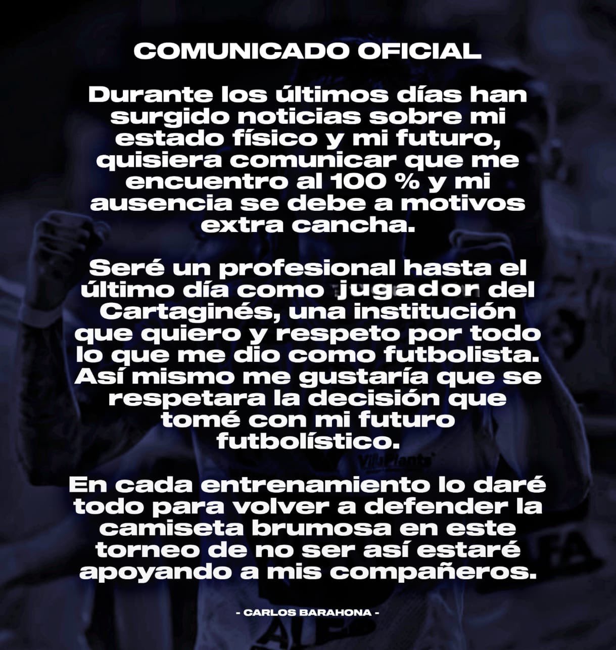 Comunicado de Carlos Barahona.