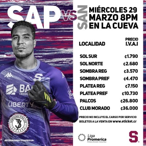 Precios entradas ante Santos (Saprissa)
