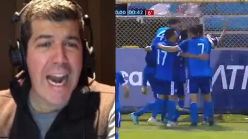 El festejo de Fernando Palomo con el gol de Juan Carlos Portillo